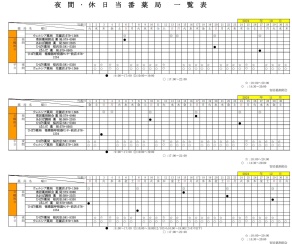 2024年10月～12月　夜間•休日当番薬局一覧表